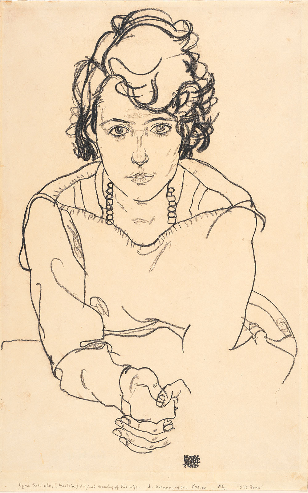 drawing of a woman leaning forward