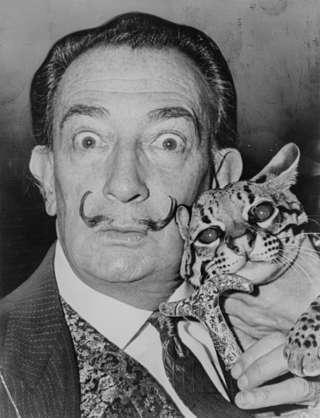 Photo of Salvador Dali with an ocelot