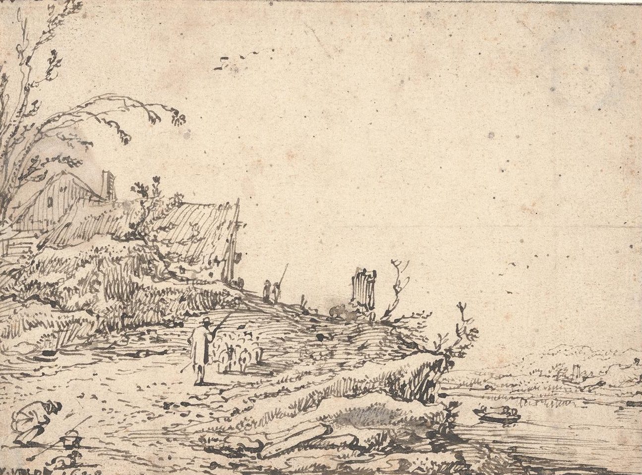 Drawing of a river landscape
