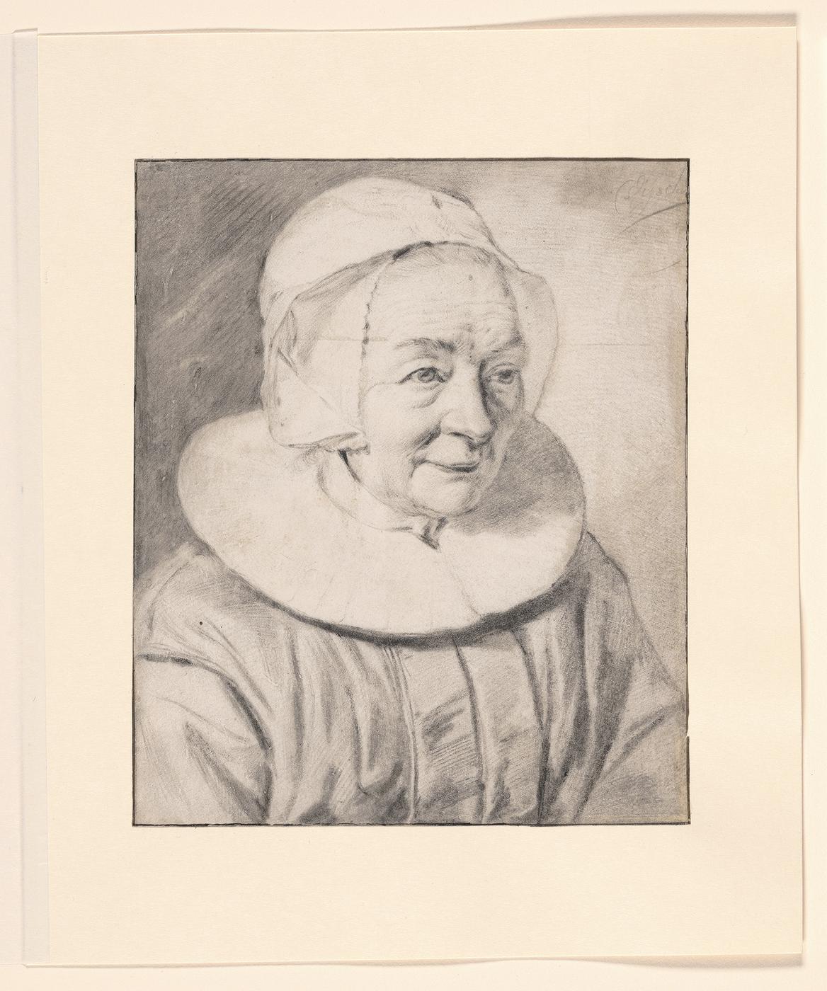 Portrait of a woman, half length, facing left
