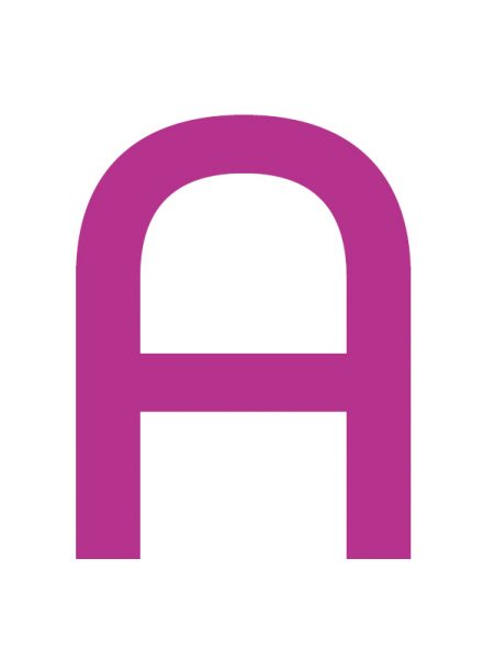 Magenta "A", the first letter in the Ackland's logo
