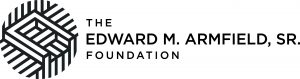 Logo for the Edward M. Armfield Foundation including a black and white circle made up of lines
